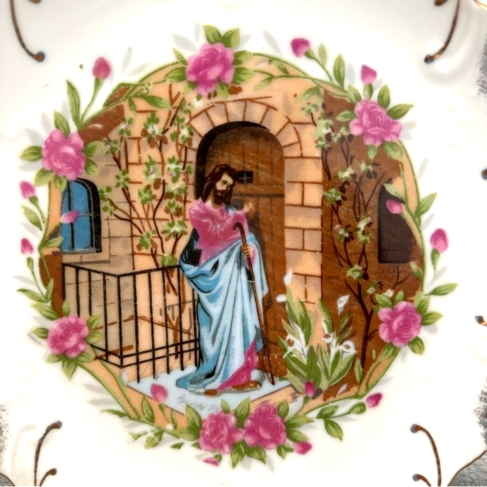 Jesus Knocking at the Door - 18K Gold Trim Decorative Plate